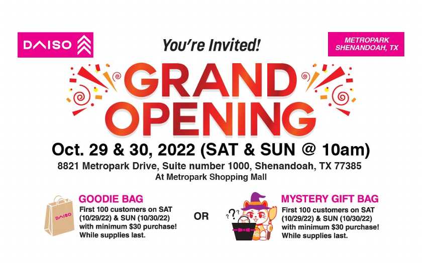 Daiso Japan to Open Fourth Houston Area Storefront