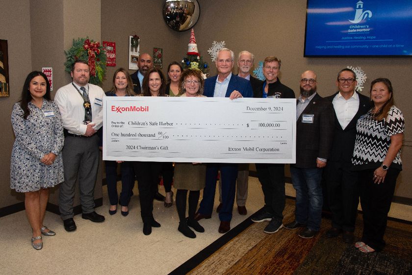 Children’s Safe Harbor receives the ExxonMobil Chairman’s Holiday Gift of $100,000
